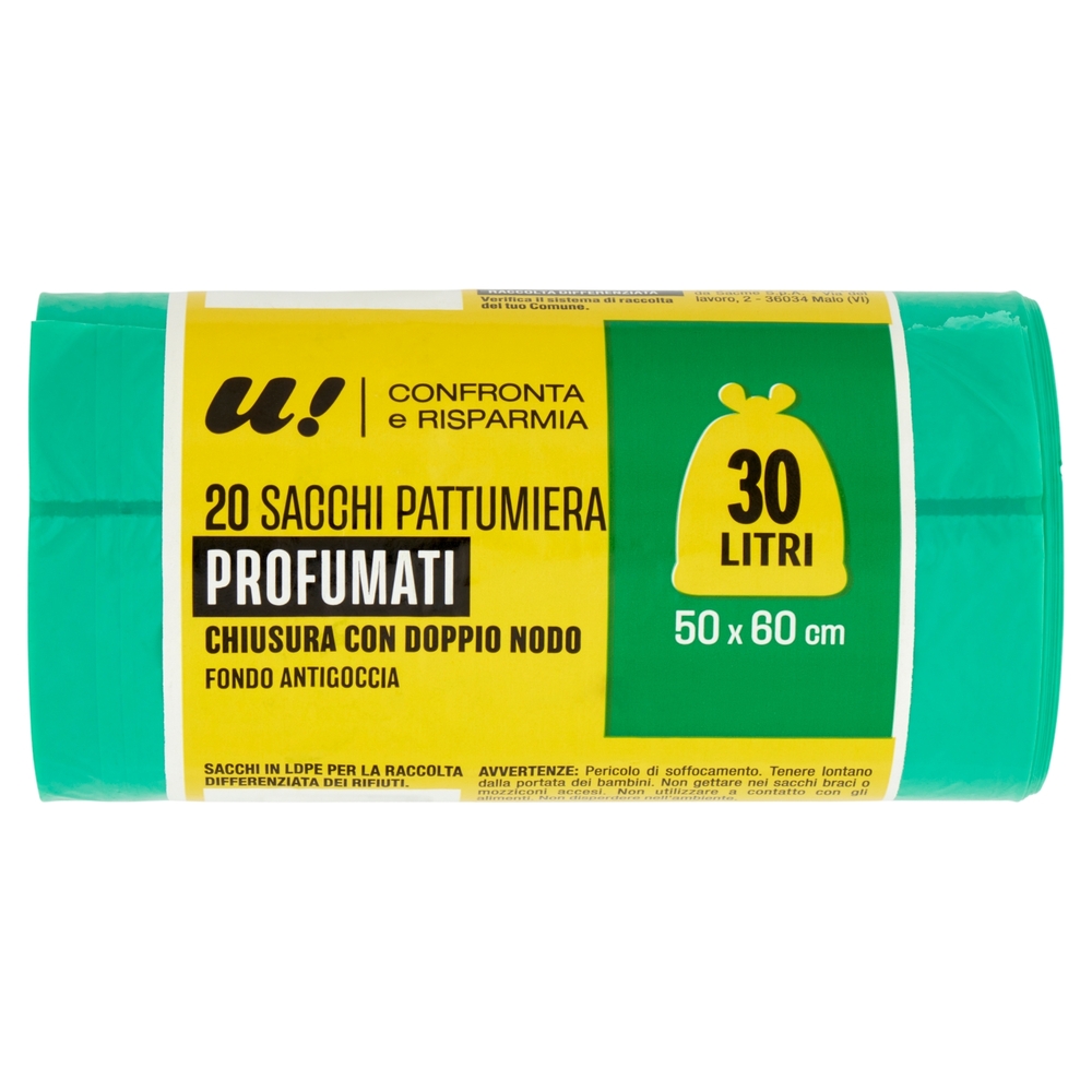 20 Sacchi Pattumiera Verdi 30 Litri Profumati U! Confronta e Risparmia